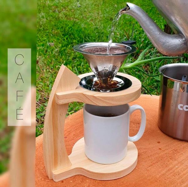 Suporte para Passar Café em Pinus ( já acompanha filtro de inox)