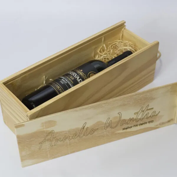 Caixa para 1 Garrafa de Vinho com Tampa Deslizante